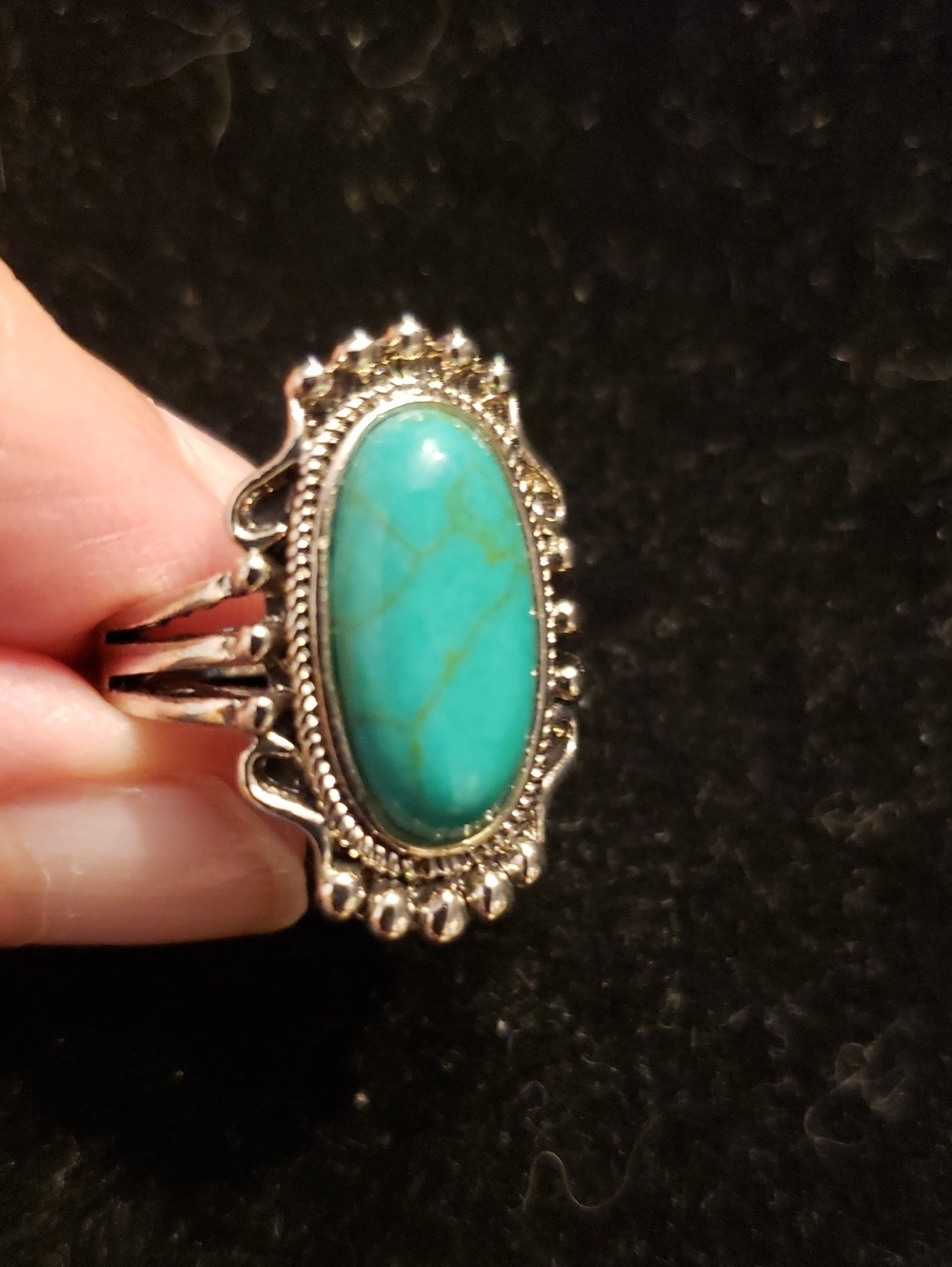 NEW Southwestern  SZ 6 Retro Turquoise Style Ring, Stamped Indecipherably 925!!